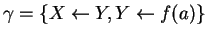 $\gamma = \{X \leftarrow Y, Y \leftarrow f(a)\}$