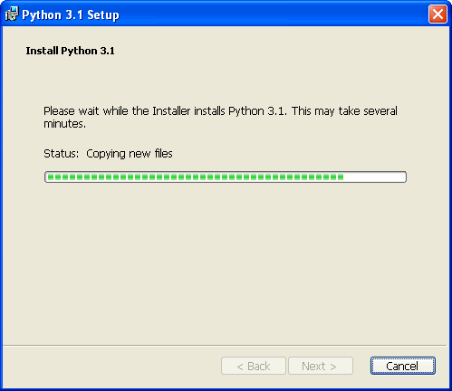 [Python installer: progress meter]