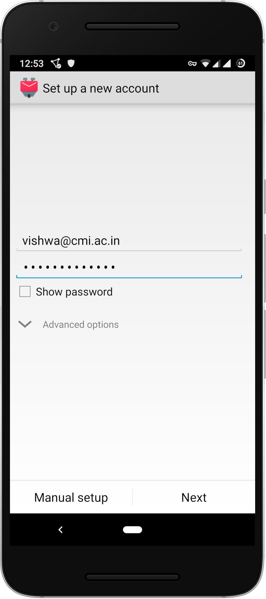 Enter email and password